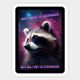 Funny Aesthetic Trash Panda Raccoon Internet Meme Sticker